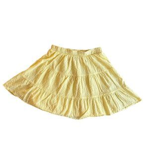 Wild Fable Women's XS Yellow Ruffled Eyelet A-Line Skirt Short Casual
